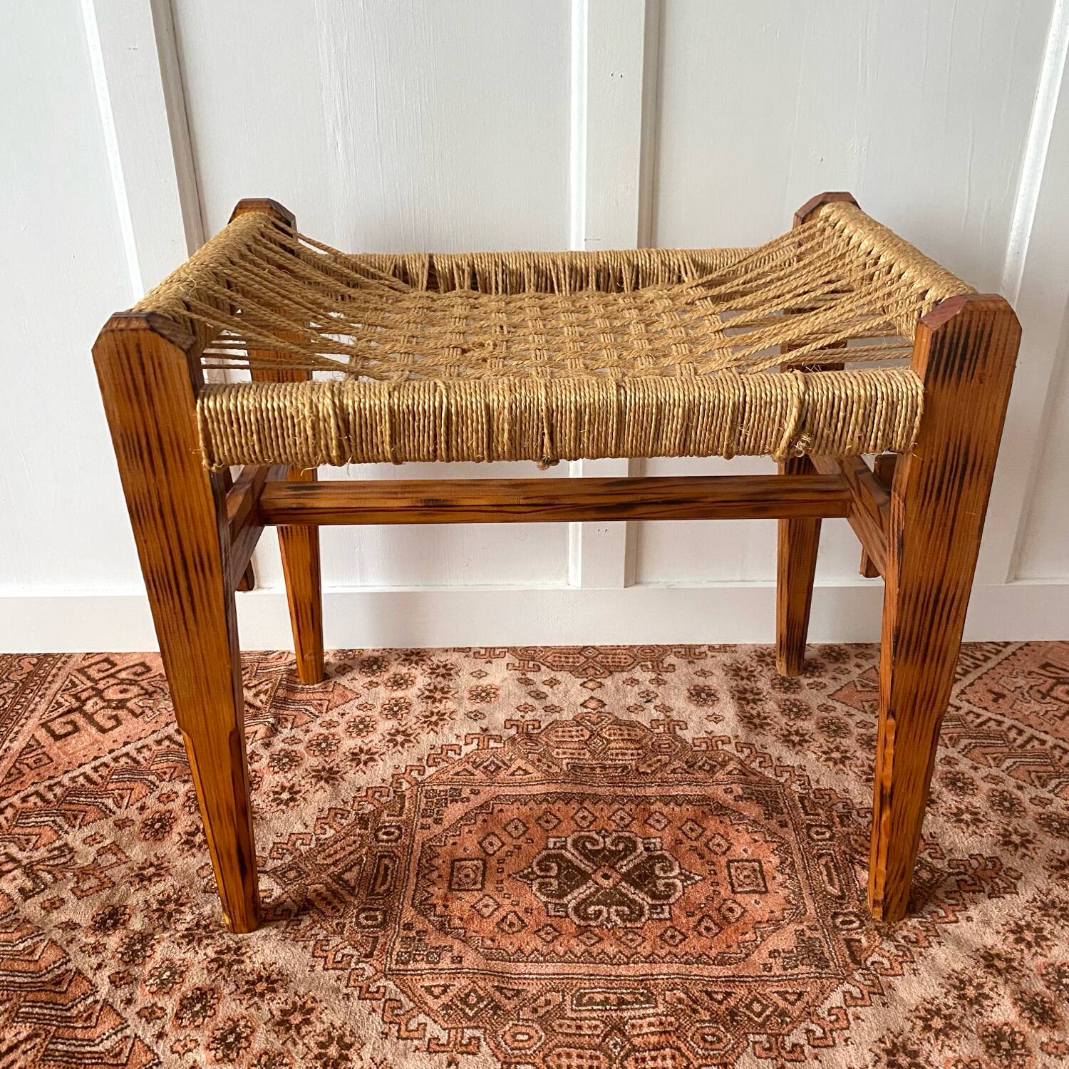 1960s woven seat stool