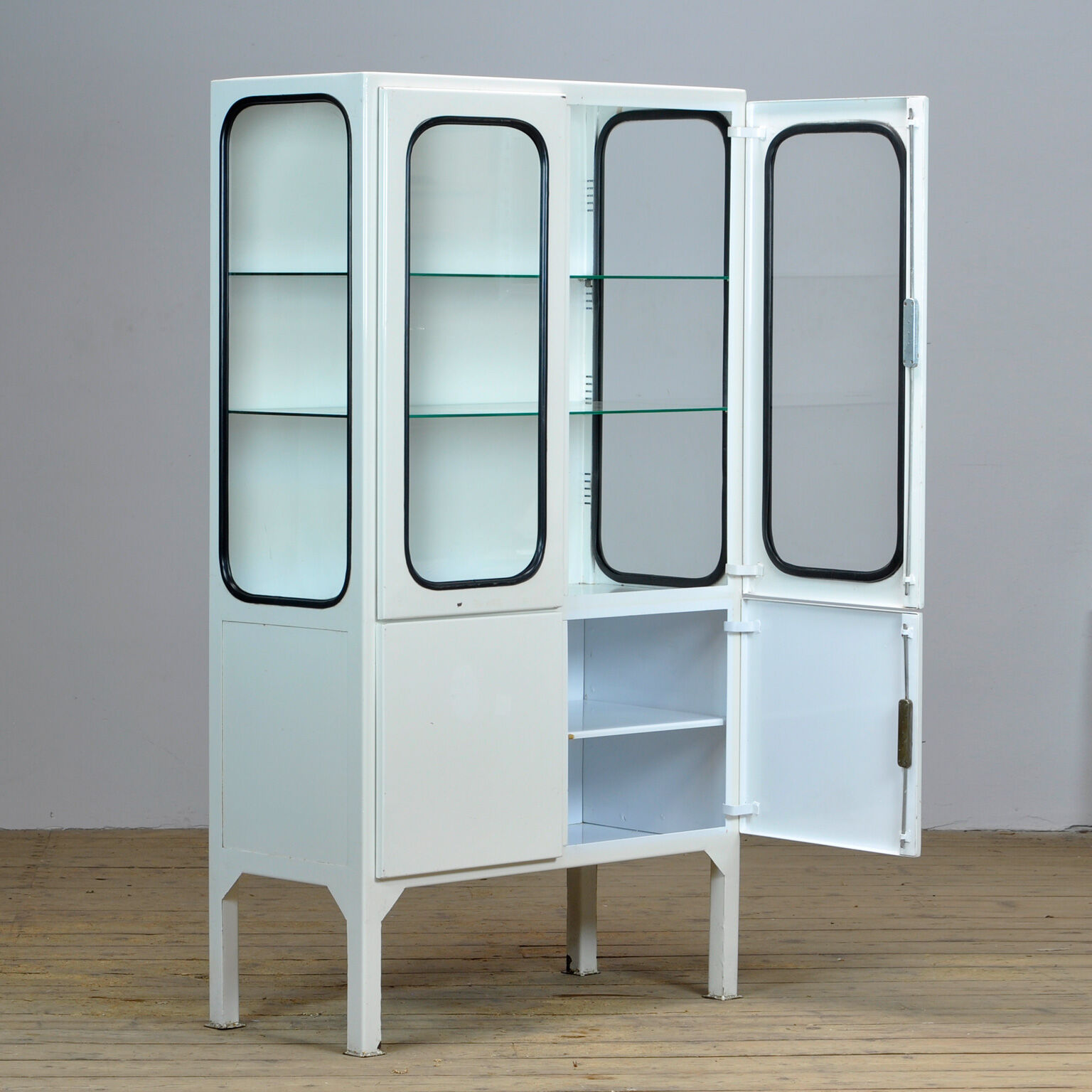 Glass & iron medical cabinet, 1970s