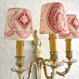 Pair of 3-branch wall lights with screen lampshades