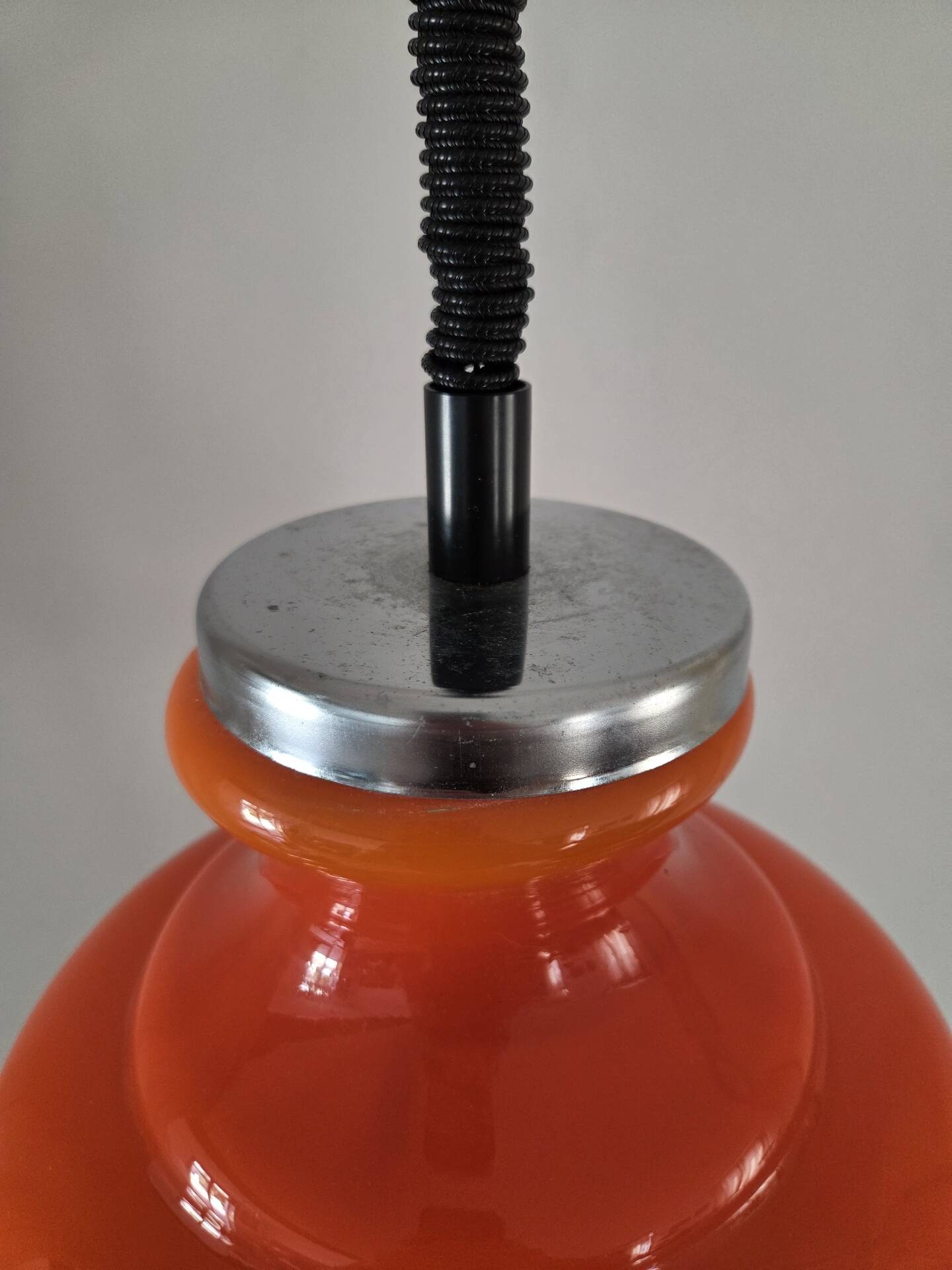 Orange opaline suspension from the 1970s.
