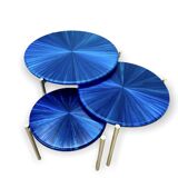 Straw marquetry nesting tables