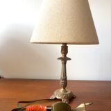 Pair of brass and jute bedside lamps