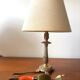 Pair of brass and jute bedside lamps