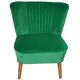 Fauteuil cocktail vintage vert et marron en velours et bois, années 1950