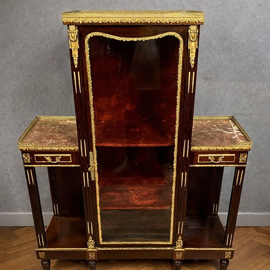 Display cabinet – Parisian cabinet in Louis XVI / Neoclassical style / mahogany / 19th century