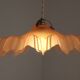 French Vintage 1930s Pink Frilled Glass Shade Hanging Light Brass Fittings