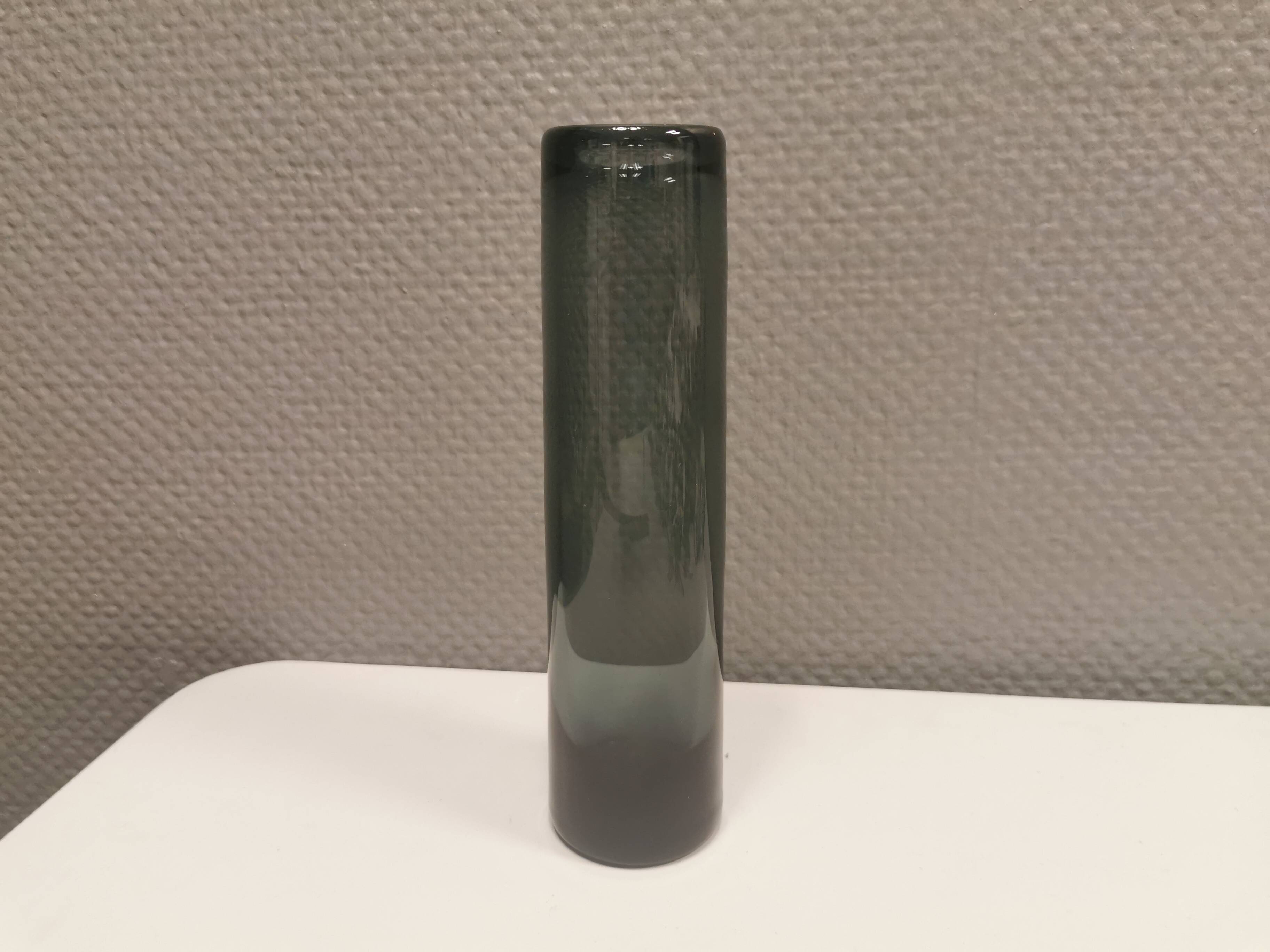 Danish designed vase in beautiful smoke/blue glass, from Holmegaard Glassworks