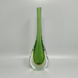 1960s Gorgeous Green and Yellow Vase By Flavio Poli