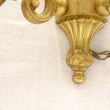 Pair of sconces in gilded bronze double candles