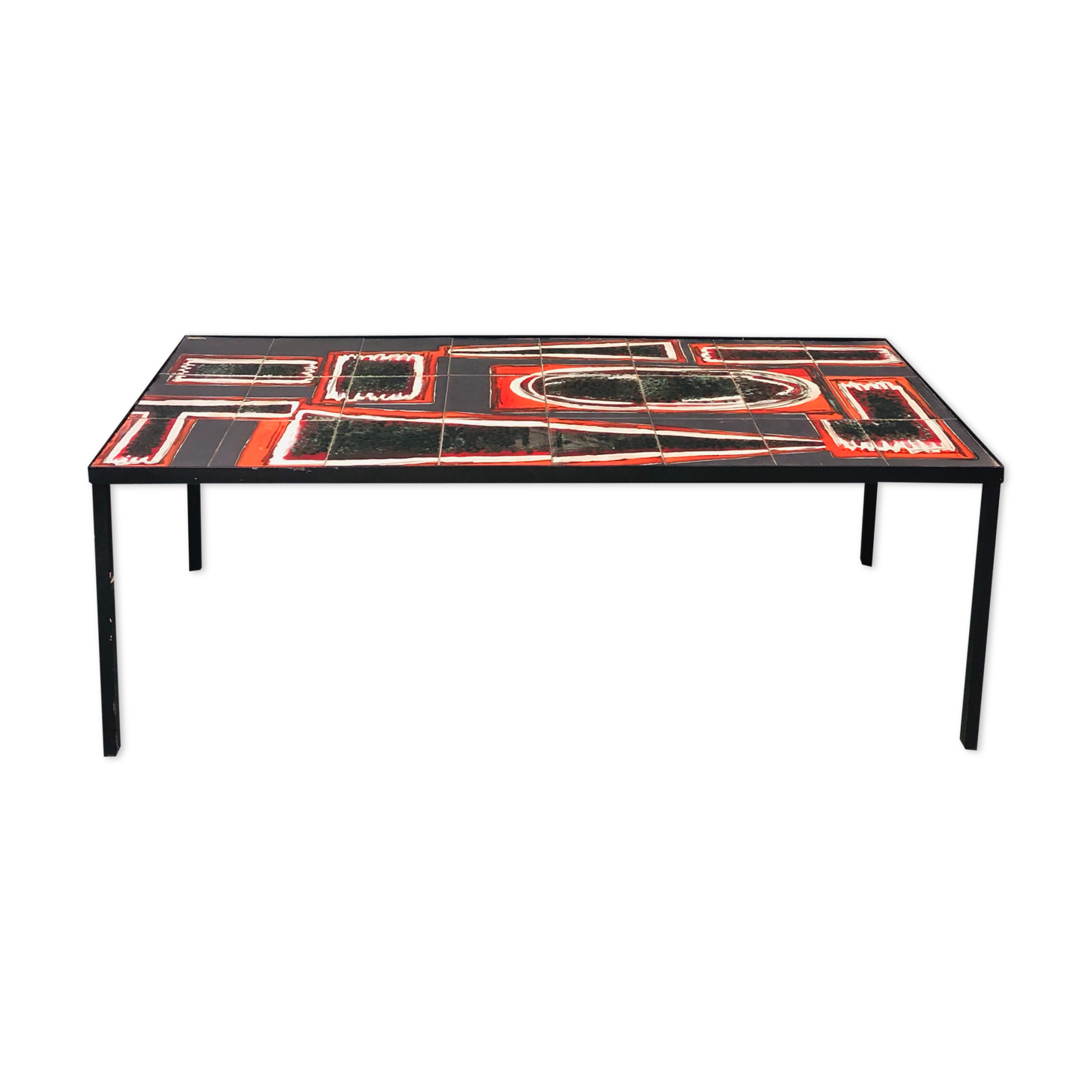 1950 coffee table with Jacolor Ceramics