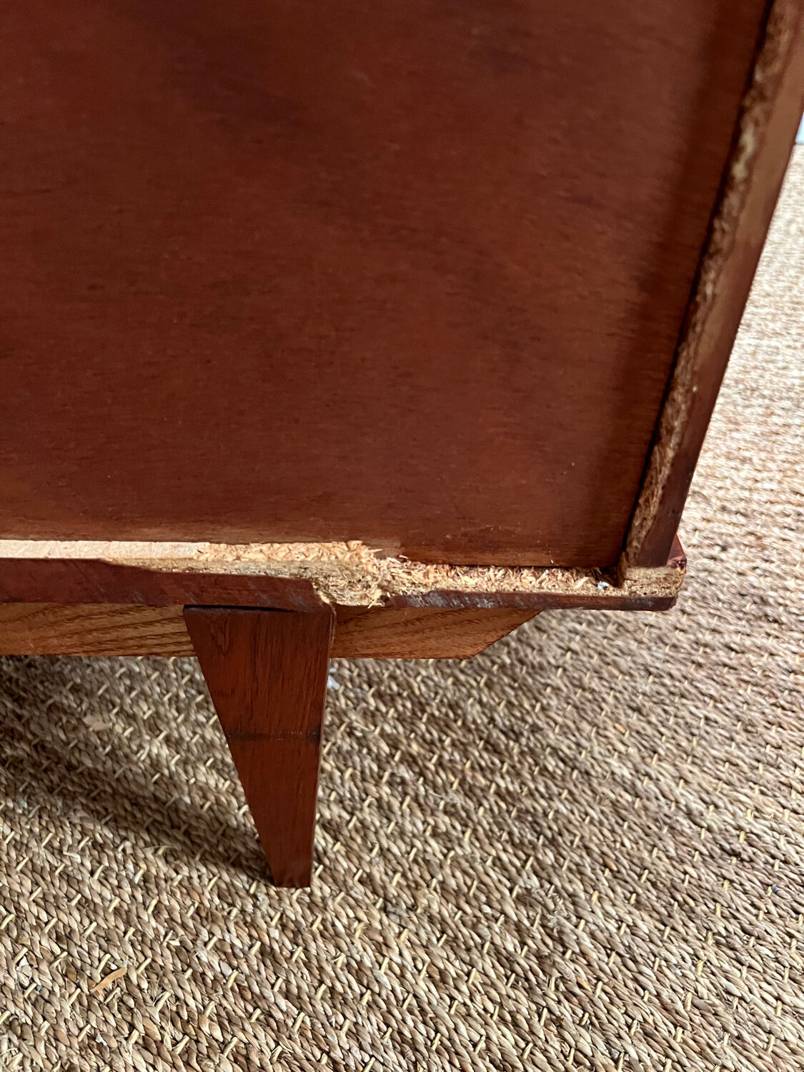 Vintage lacquered wooden chest of drawers