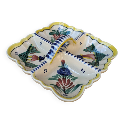 Assiette compartimentée ancienne en céramique HB Henriot Quimper