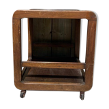 Art deco wooden serving table on casters