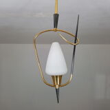 Black and gold chrome pin hanging lamp, 1950