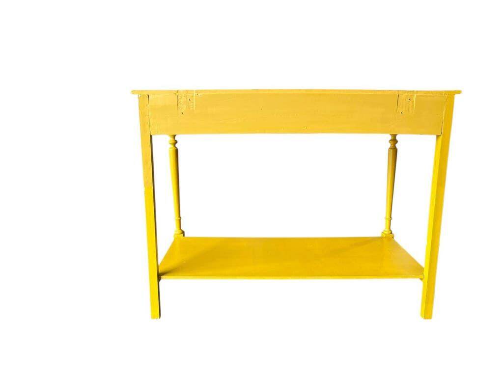Table d'appoint/console vintage en bois jaune soleil