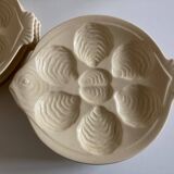 set of 6 oyster plates in ivory Gien earthenware 1960