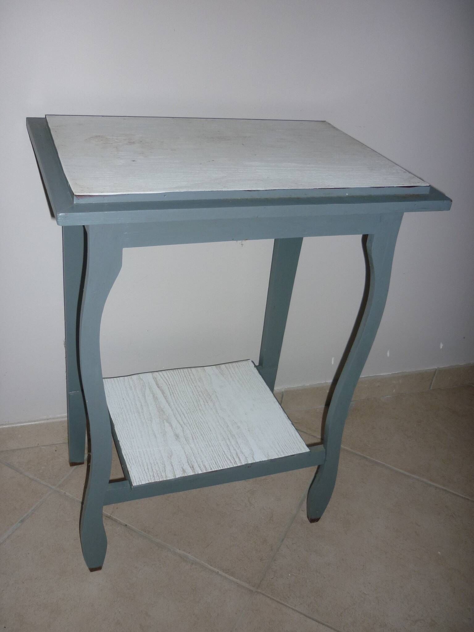 Blue-gray 2-top side table