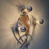 Vintage chrome metal wall light, 70s
