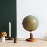 Globe world map J. Forest for Girard Barrère and Thomas on wooden base, 50s