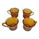 4 vintage Duralex amber glass coffee cups