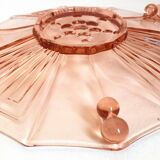 Art Deco pressed molded pink glass fruit bowl Diameter 30 cm.
