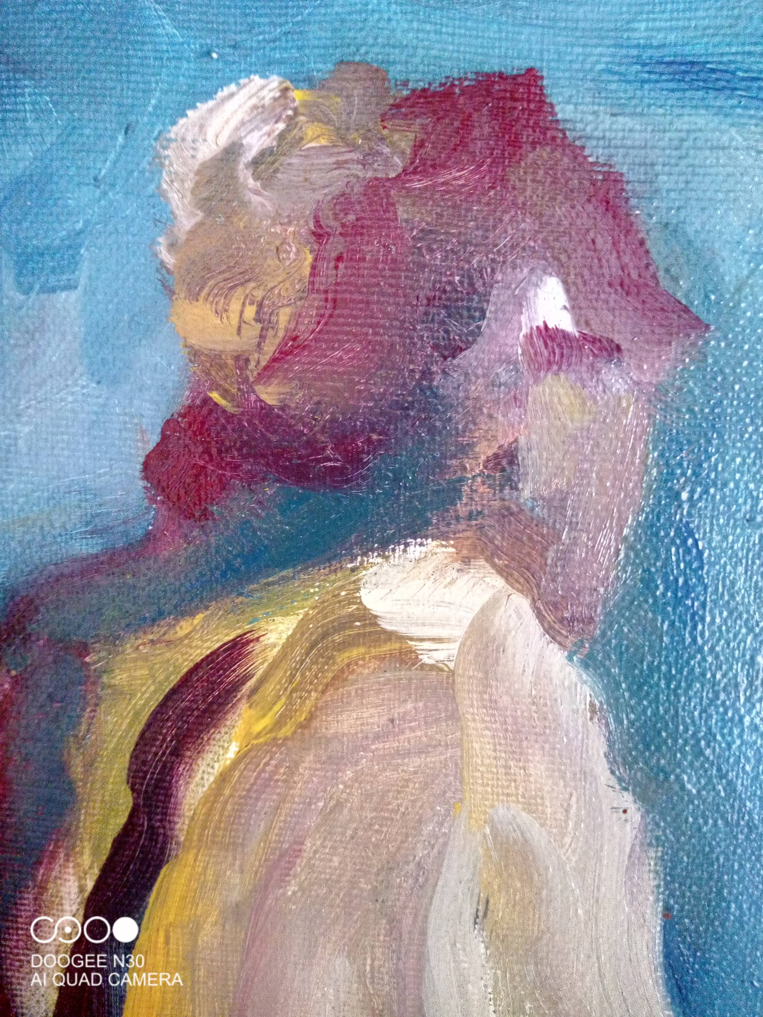 Female nude, oil on canvas, impressionist style, framed, signed J.Bénard