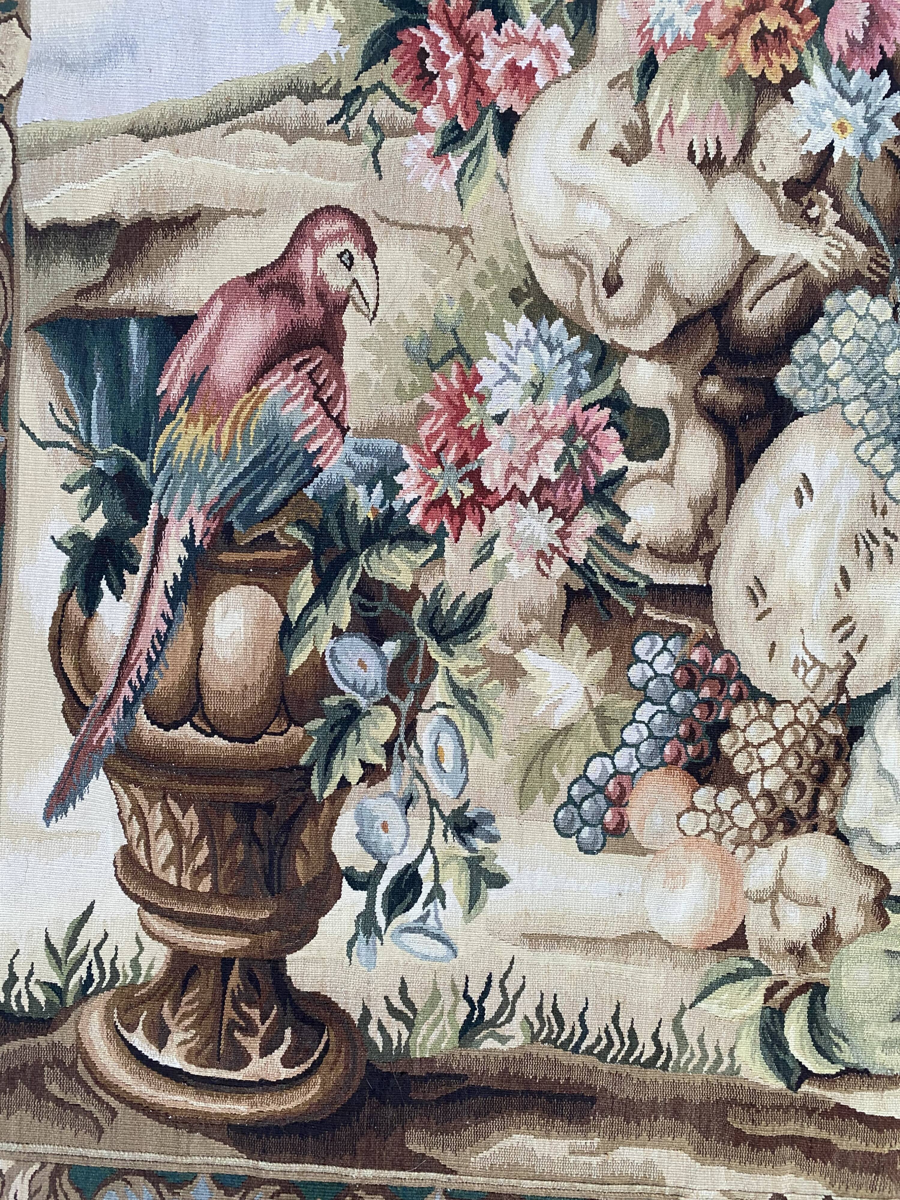 Handmade aubusson vintage tapestry 116x149 cm