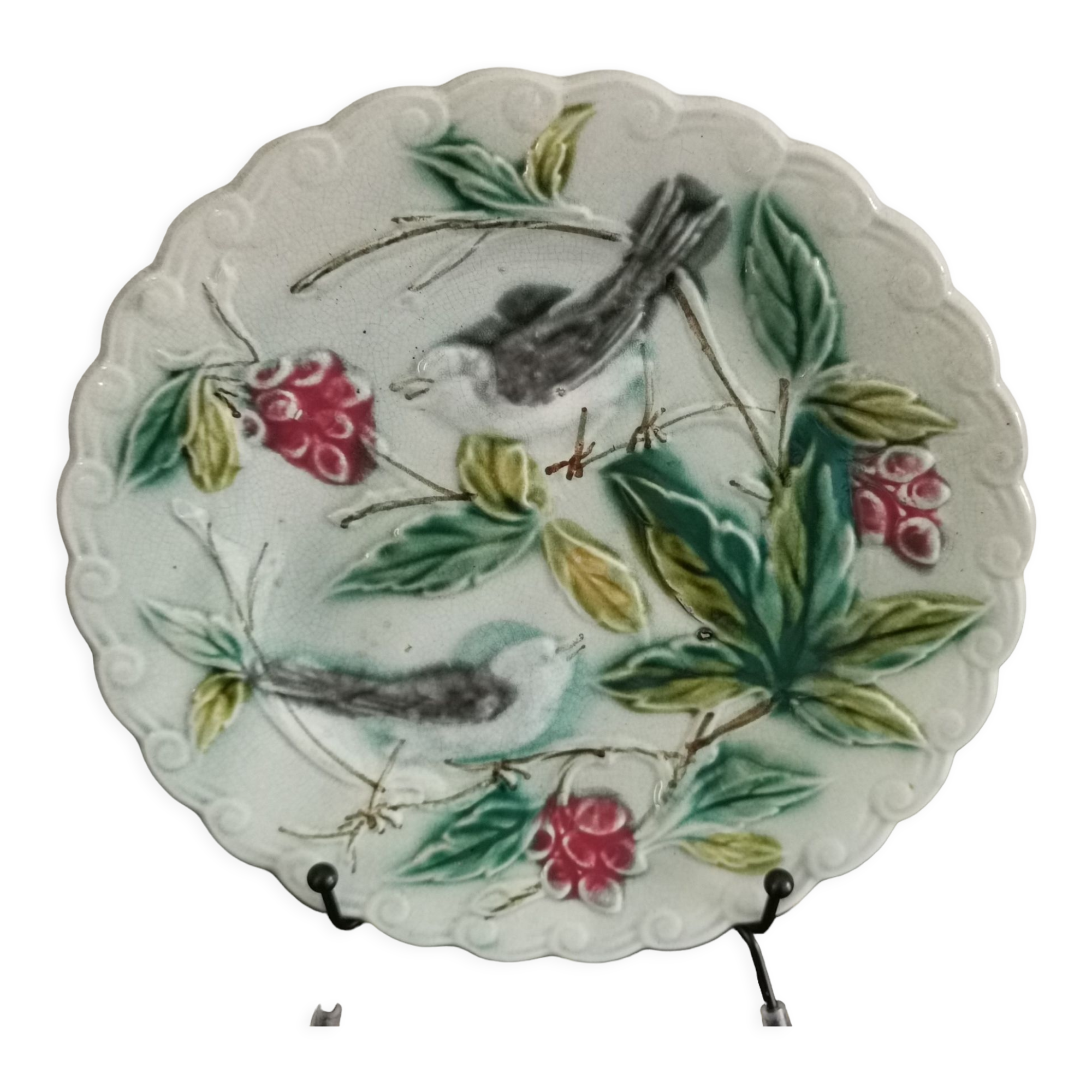 Plate in slip with birds late nineteenth