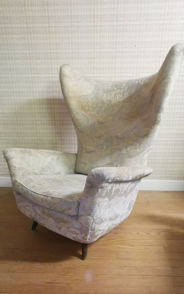 Fauteuil a oreilles ''wingback chair'' Bergere 1950 organique