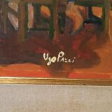Painting figures oil on canvas board UGO PAZZI