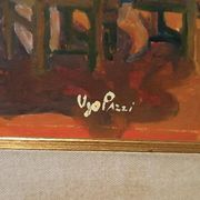 Painting figures oil on canvas board UGO PAZZI