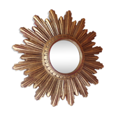 Miroir doré en bois et stuc France années 60 25cm