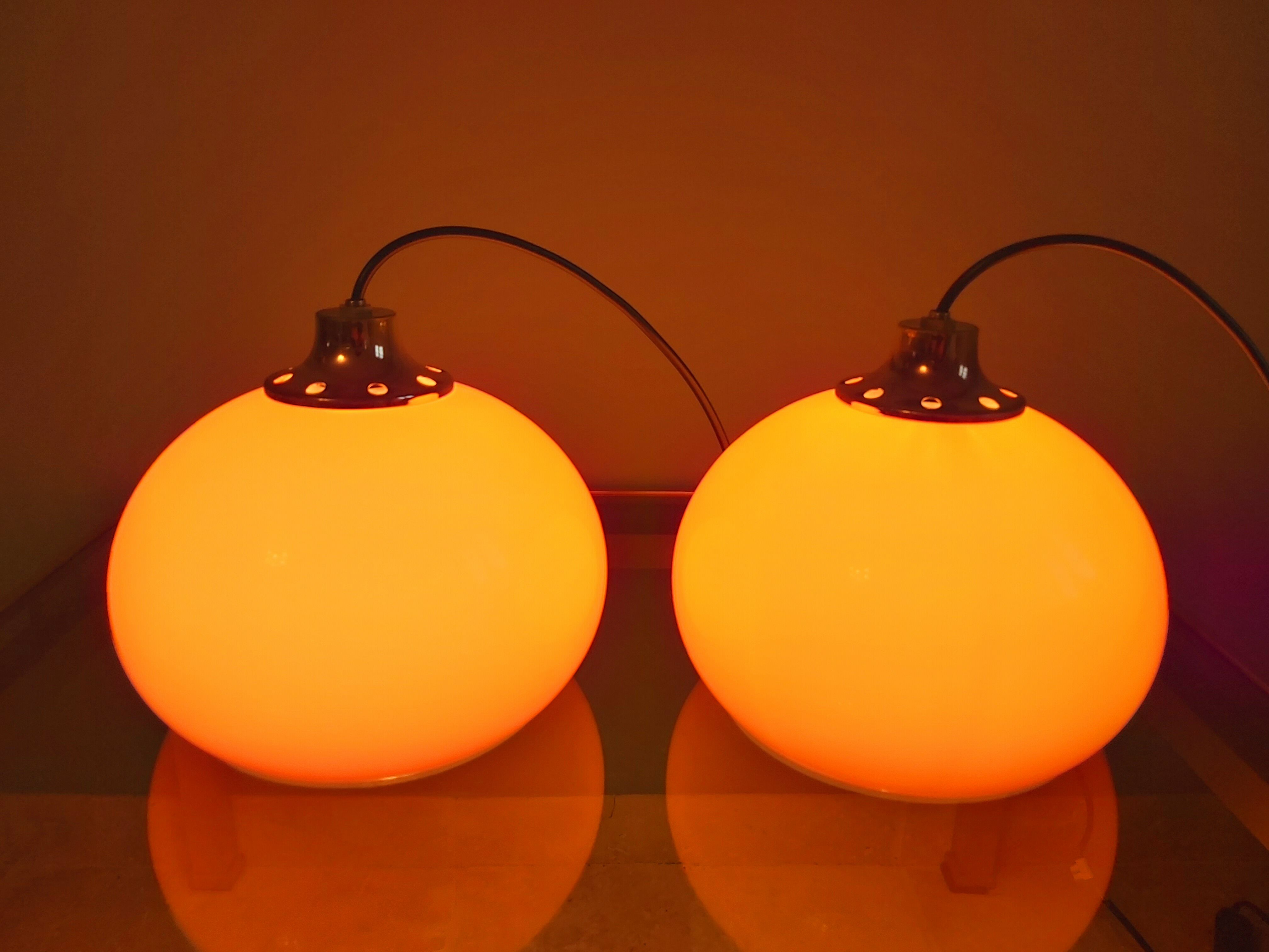 Lot de 3 suspensions orange vintage, années 70