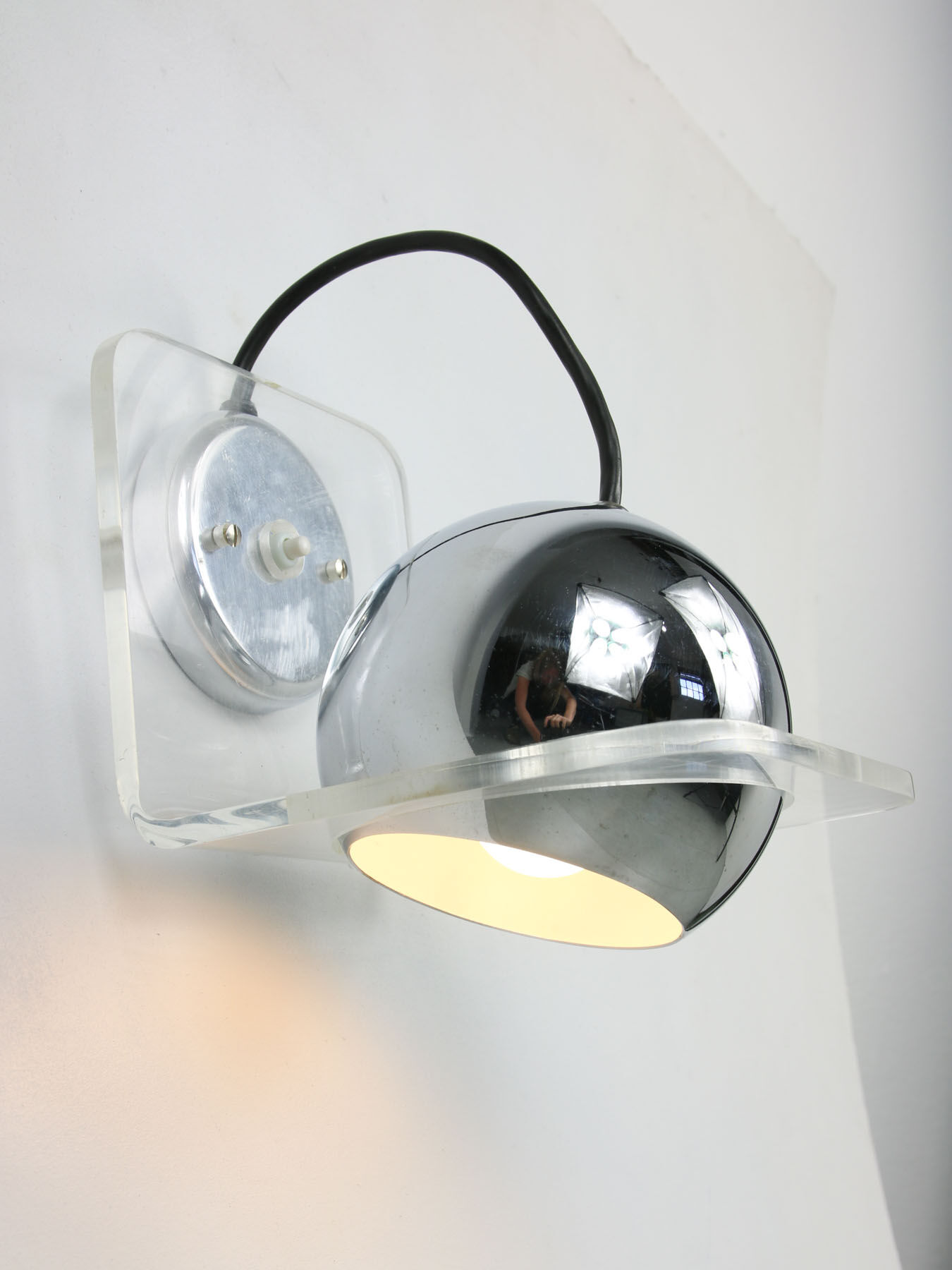 Vintage italian chrome eyeball wall lamp