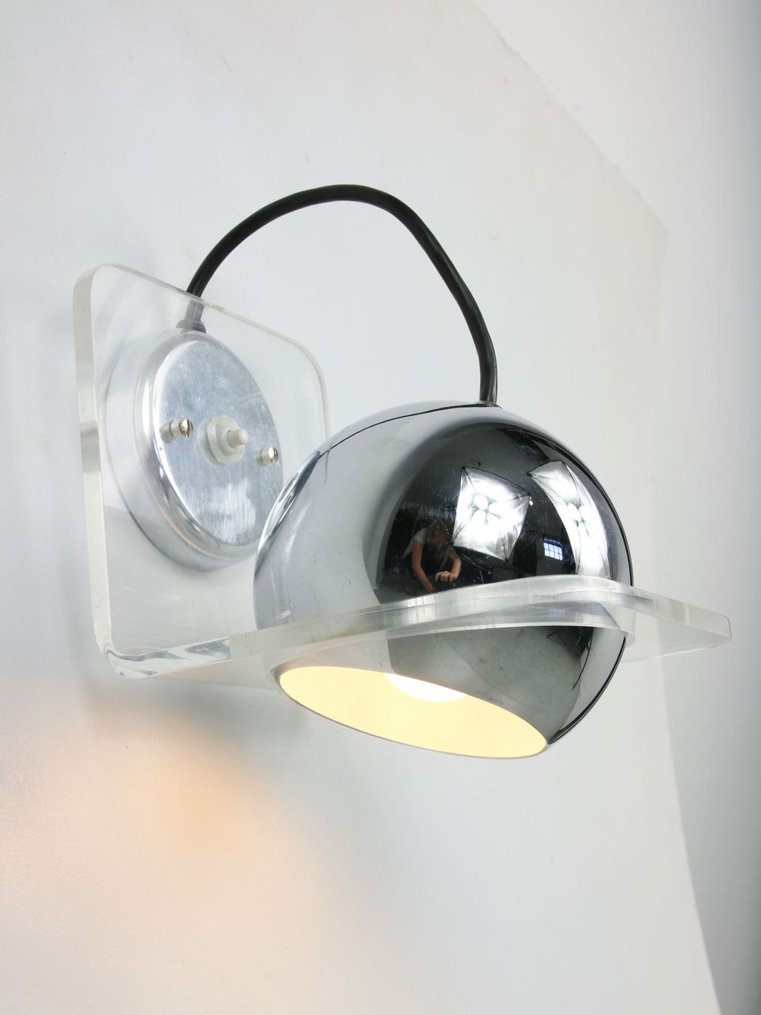 Vintage italian chrome eyeball wall lamp