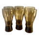 Six large smoked blown glasses 1970
