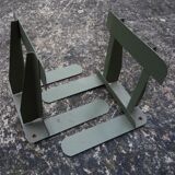 Pair of folded and riveted metal bookend, vintage 60s