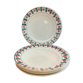X5 assiette creuses à fleurs verte et rouge ceranord made in france