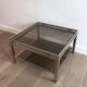 Pair of side tables in brushed steel. Guy Lefèvre for Maison Jansen