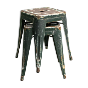 Paire de deux tabourets militaires Tolix de xavier Pauchard 1950