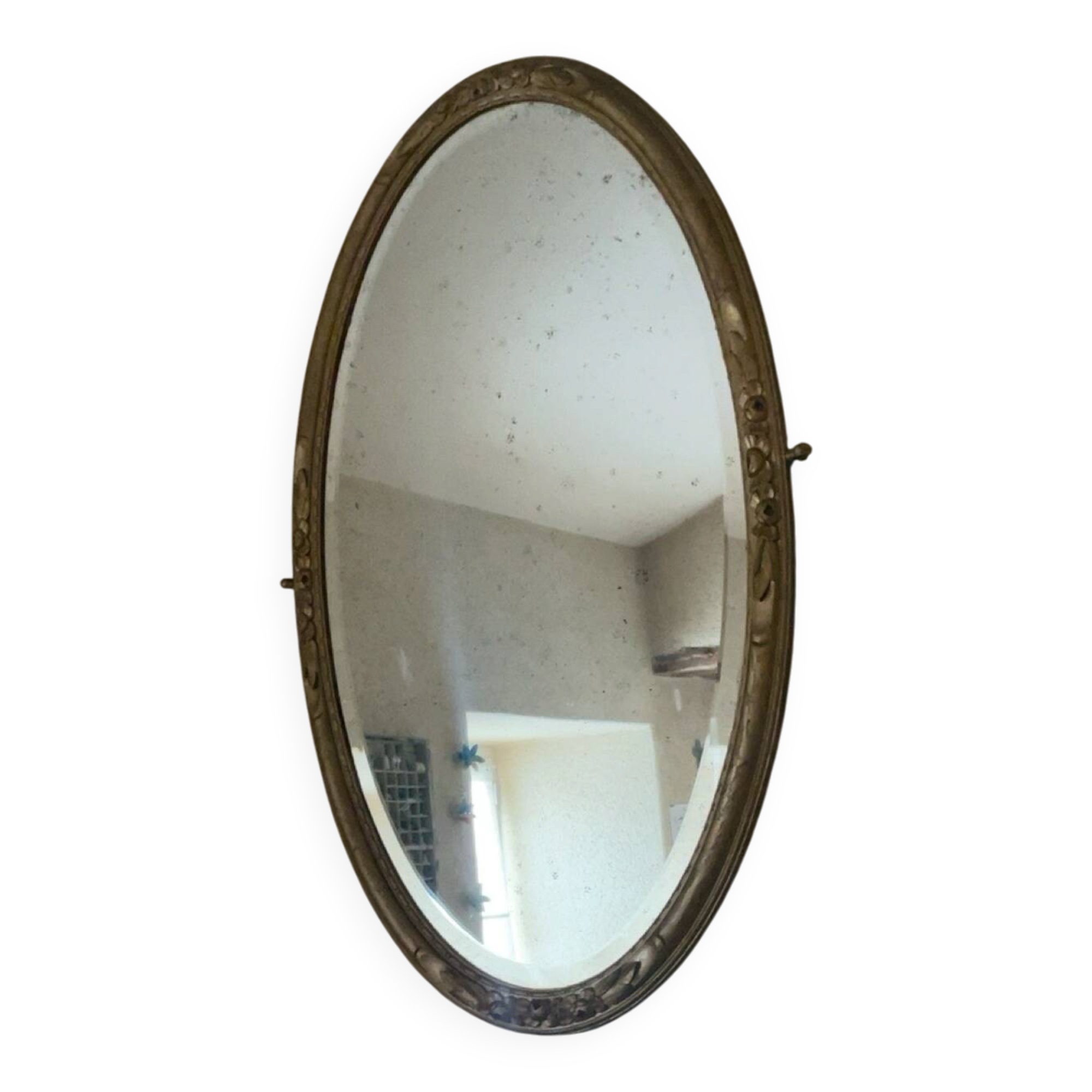 Antique oval gold mirror with floral decoration – 105 × 70 cm Elegant mirror