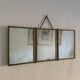 Miroir vintage 1900 triptyque barbier Art Nouveau doré - 21 x 48 cm