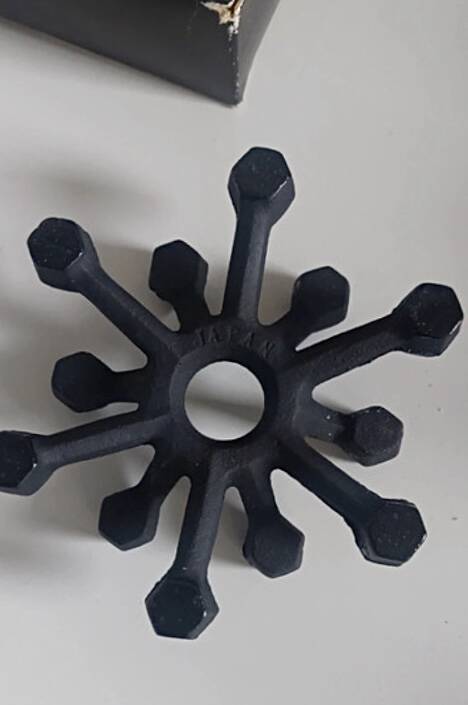Scandinavian black cast iron candle holder, Danish Jens Quistgaard 1960