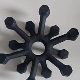Scandinavian black cast iron candle holder, Danish Jens Quistgaard 1960