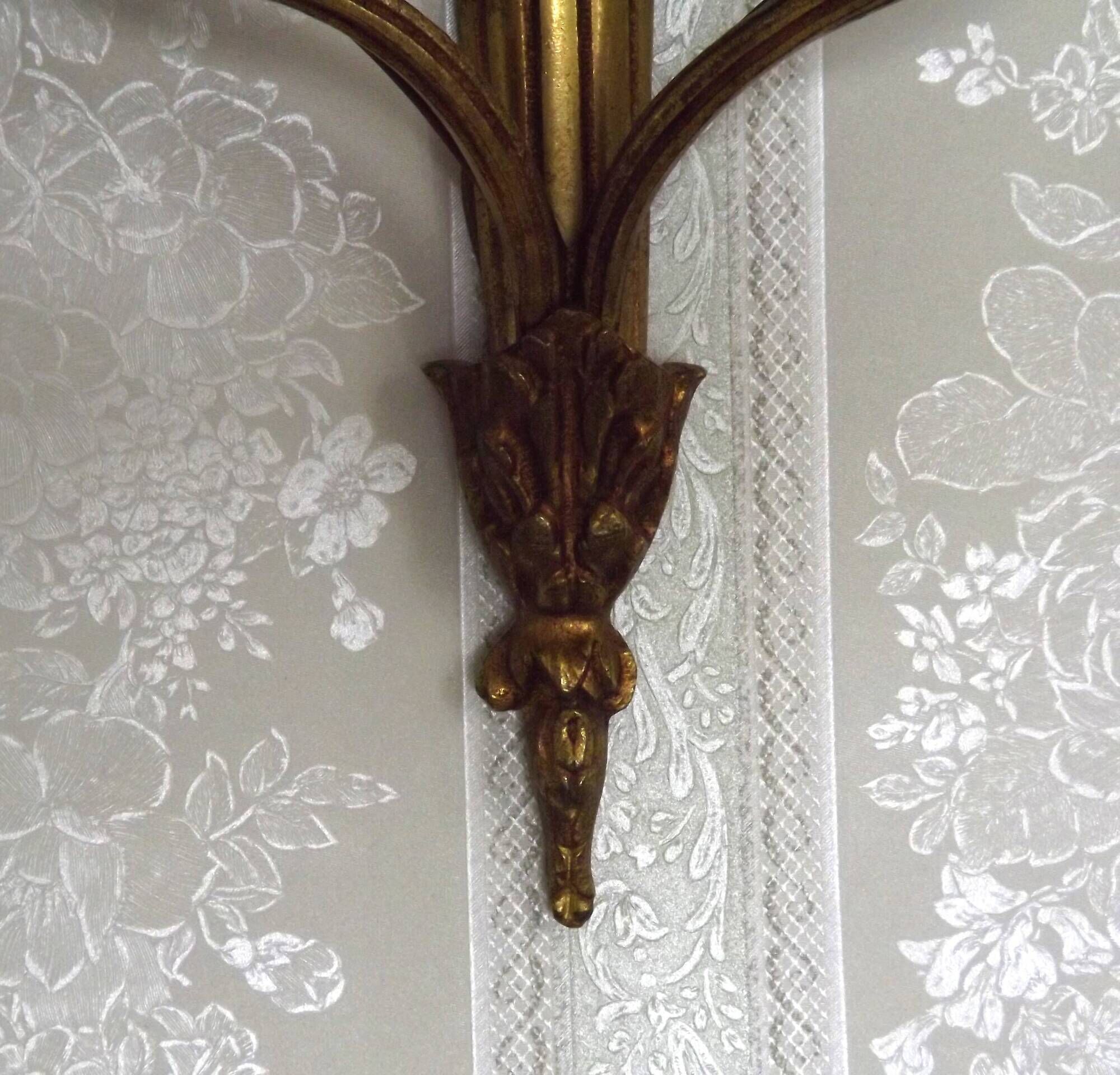 Elegant Pair French Antique Bronze Empire Arrow Style Double Wall Lights 4841