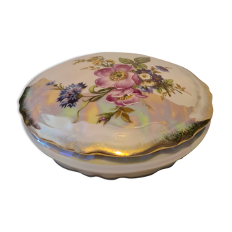 Bonbonnière porcelaine R.H. France décor floral