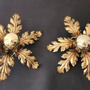 Gilded hand-forged Florentine wall lamp Hans Kögl style, Italy