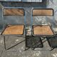 Pair of vintage metal caned folding chairs