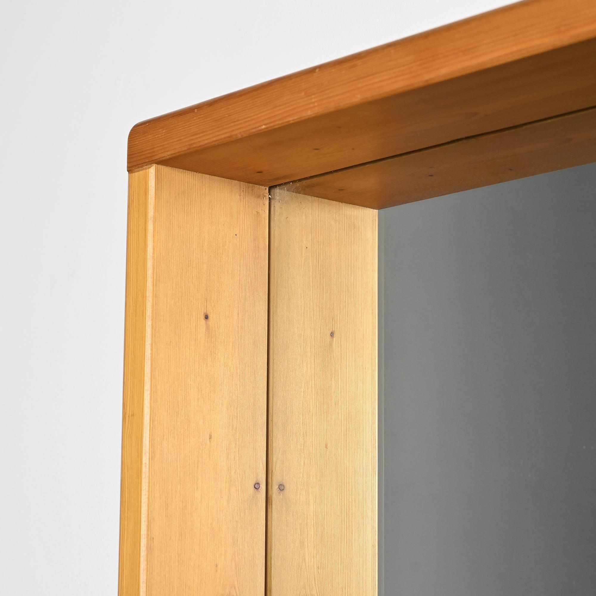 Solid pine mirror, Les Arcs, France, circa 1970
