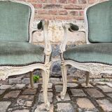 Paire De Fauteuils En Bois Laqué De Style Louis XV XIX Eme Siècle